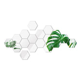12PCS Hexagonal Mirror Wall Stickers